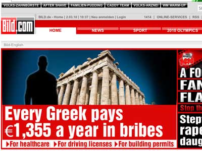 Bild - Jornal alemão com manchete sobre a Grécia